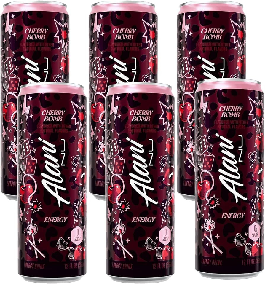 Alani Cherry Bomb Energy Drink, Sugar Free Low Calorie Energy Drinks - 12 fl oz Can, 6 Pack | Amazon (US)