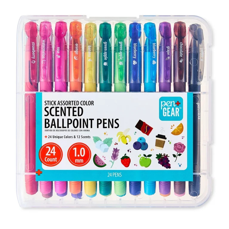 Pen+Gear Scented Ballpoint Pens, Medium Point, 1.0mm, Assorted Ink, 24 Count | Walmart (US)