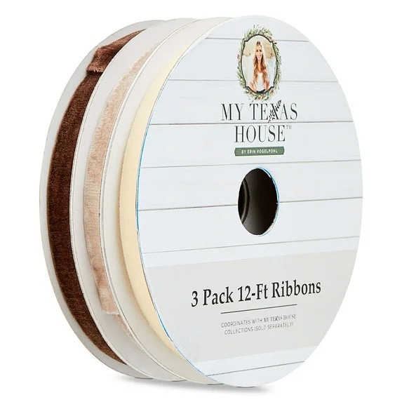 Ivory, Tan, and Beige Christmas Ribbons, 12', 3 Pack, by My Texas House | Walmart (US)