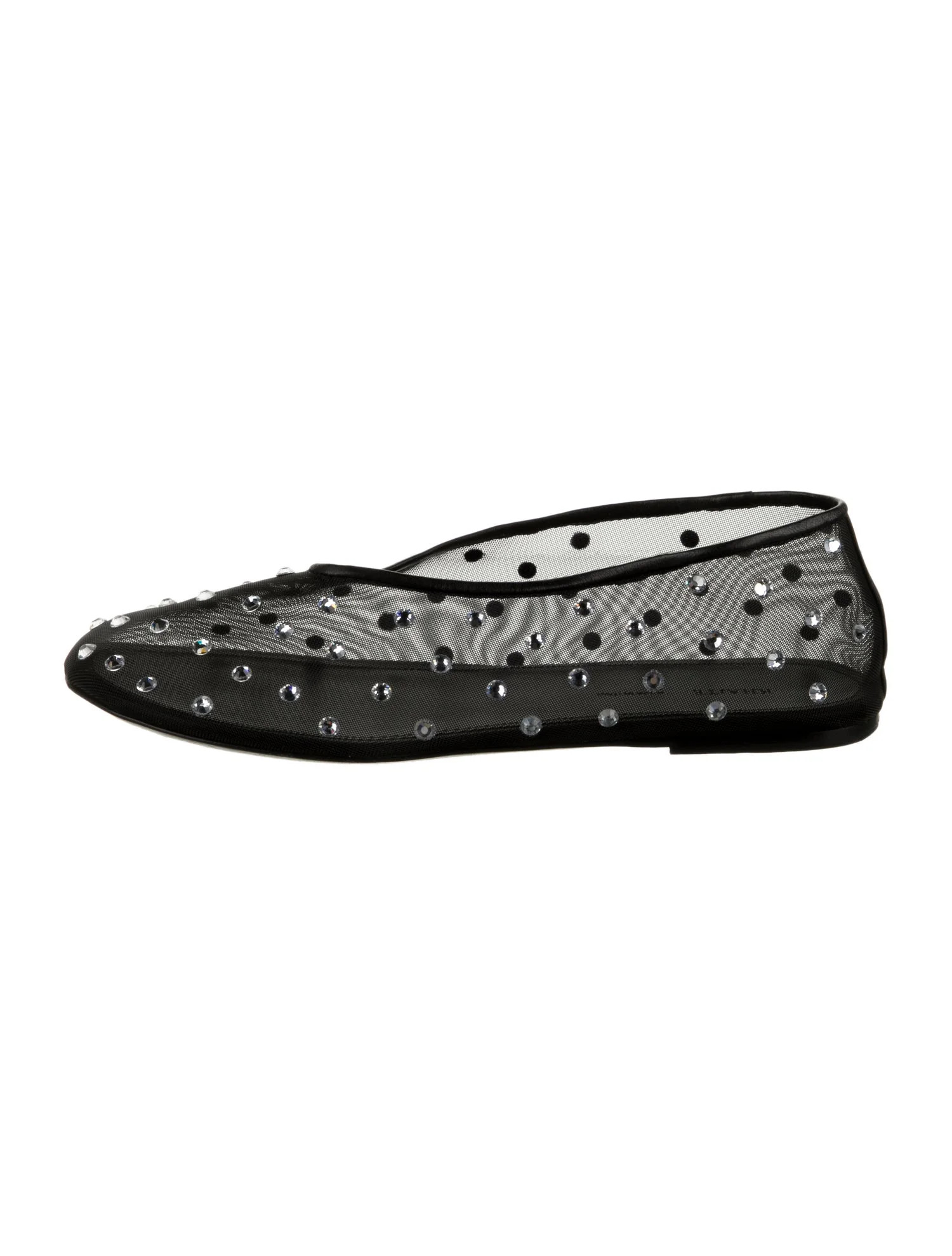 Polka Dot Print Crystal Embellishments Ballet Flats | The RealReal
