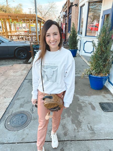Anine bing sweatshirt (size xs) with commando faux leather joggers (size small)

#LTKunder100 #LTKSeasonal #LTKstyletip