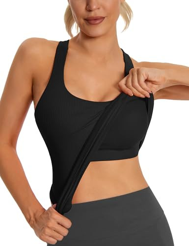 MathCat Seamless Workout Tank Top for Women with Built in Bra, Padded Racerback Ribbed Athletic Y... | Amazon (US)