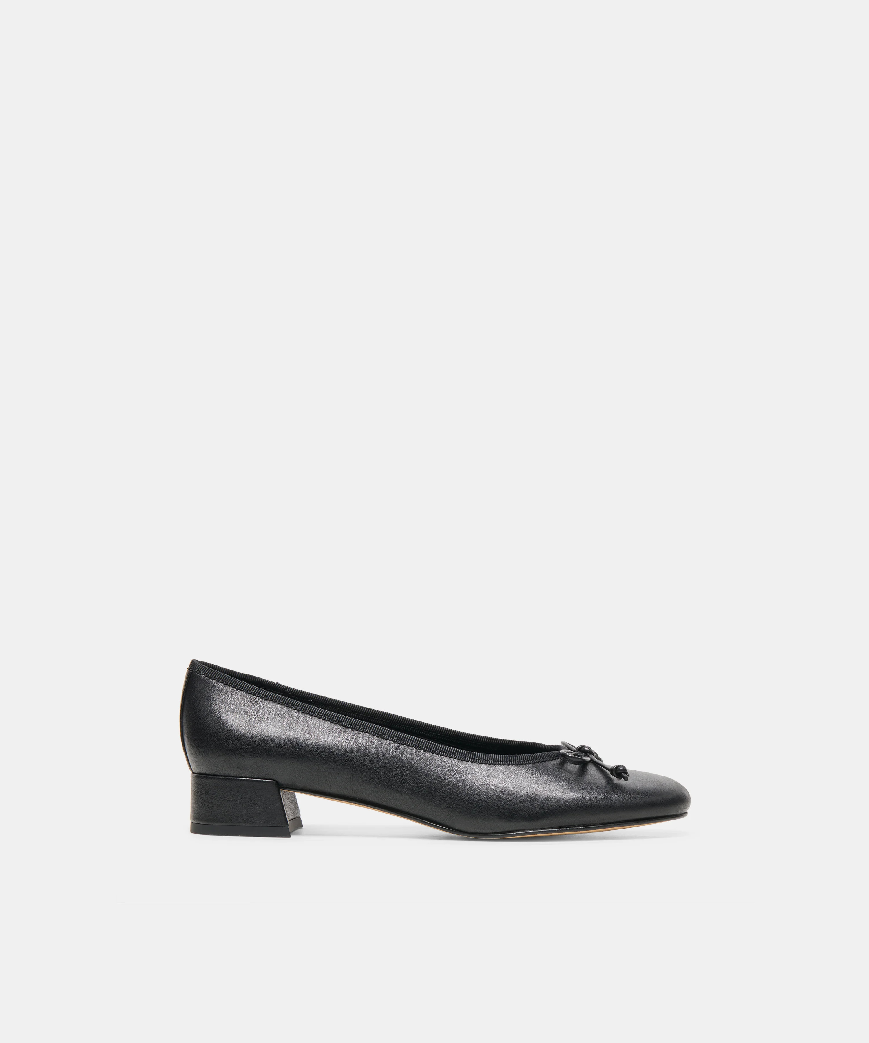 RITLA MID Black Leather Ballet Block Heels | Dolce Vita | DolceVita.com