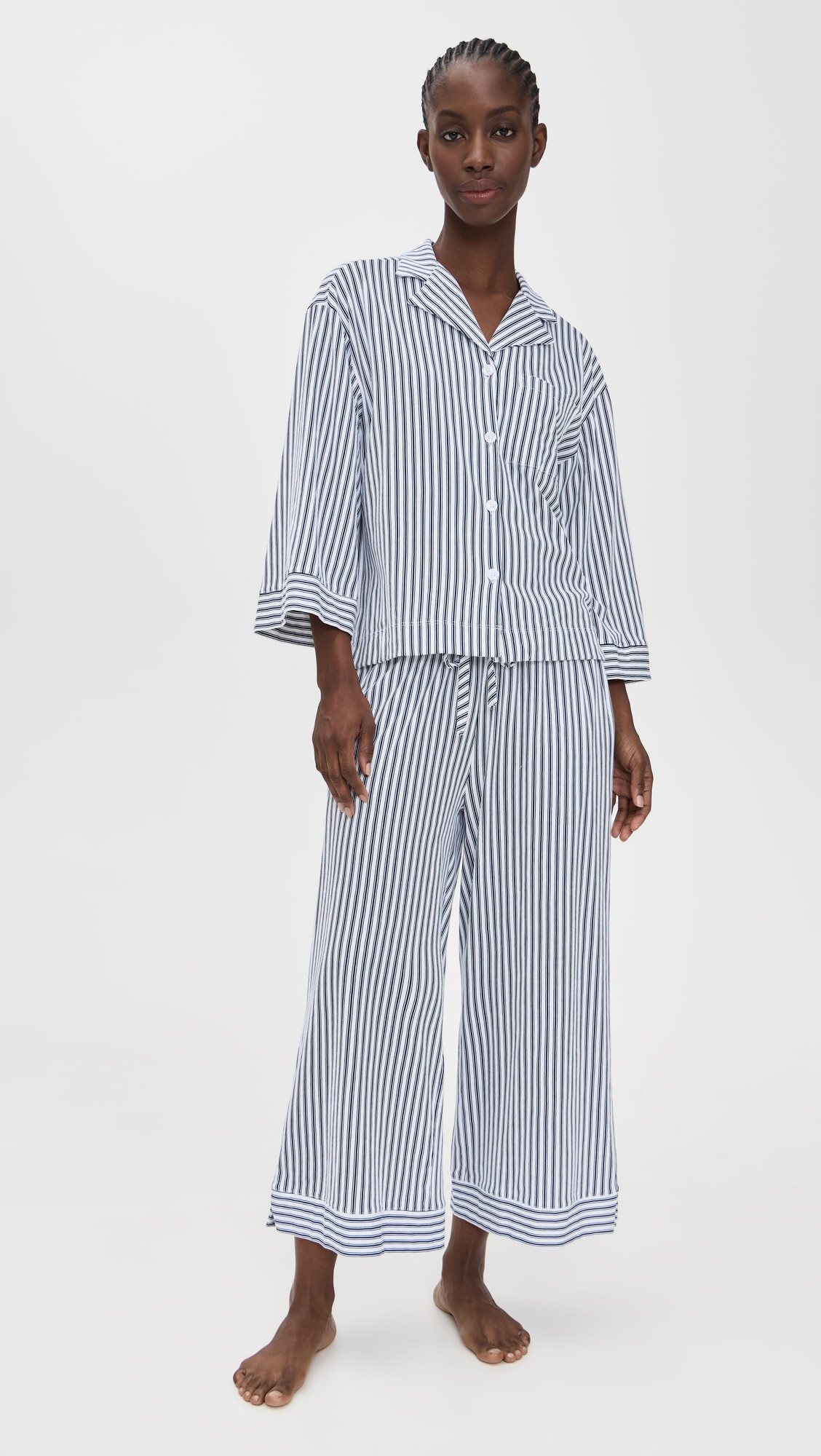 Luxe Pima French Ticking Wide Leg Pajama Set | Shopbop