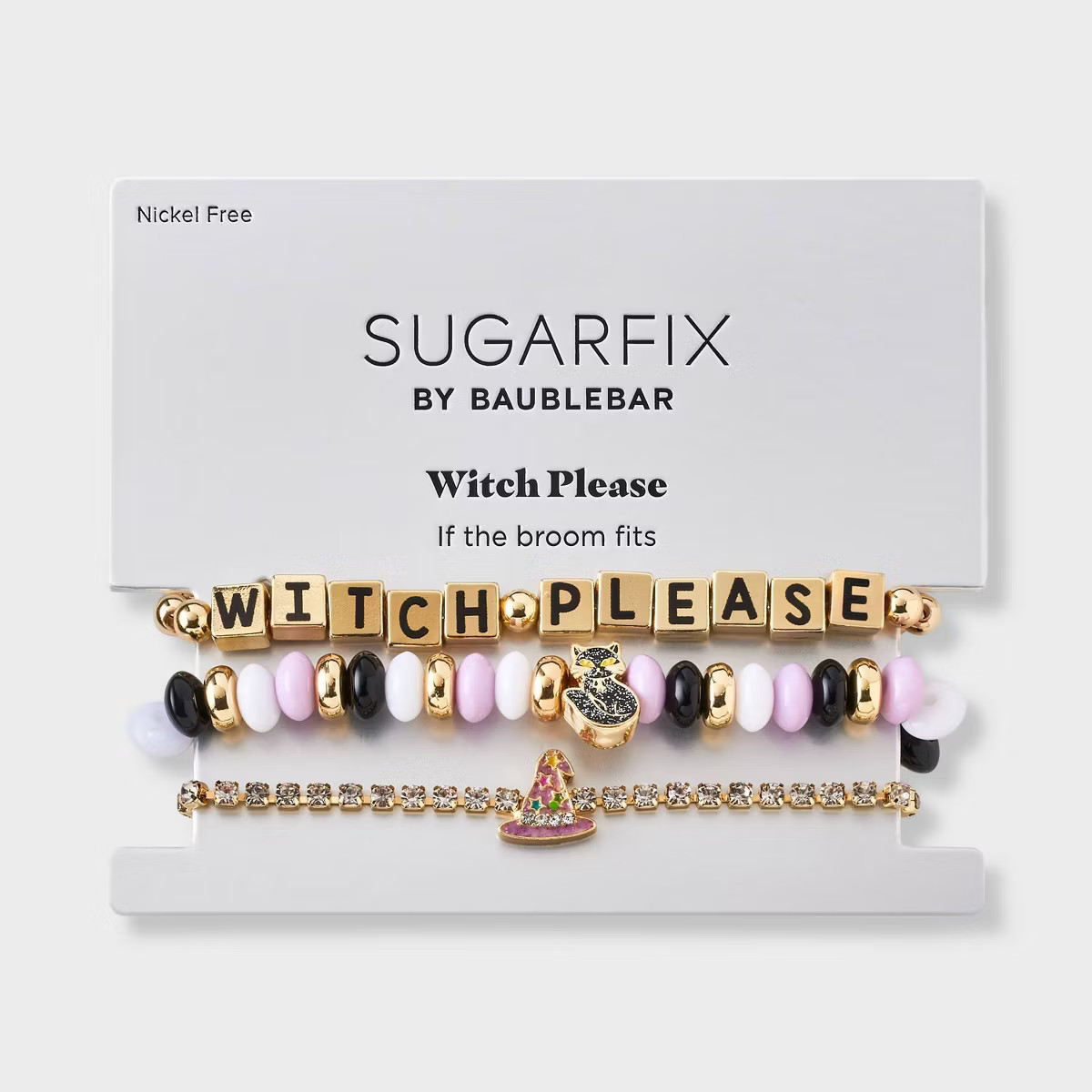 SUGARFIX by BaubleBar Halloween Witch Please Bracelet Set - Gold/Black/Pink | Target