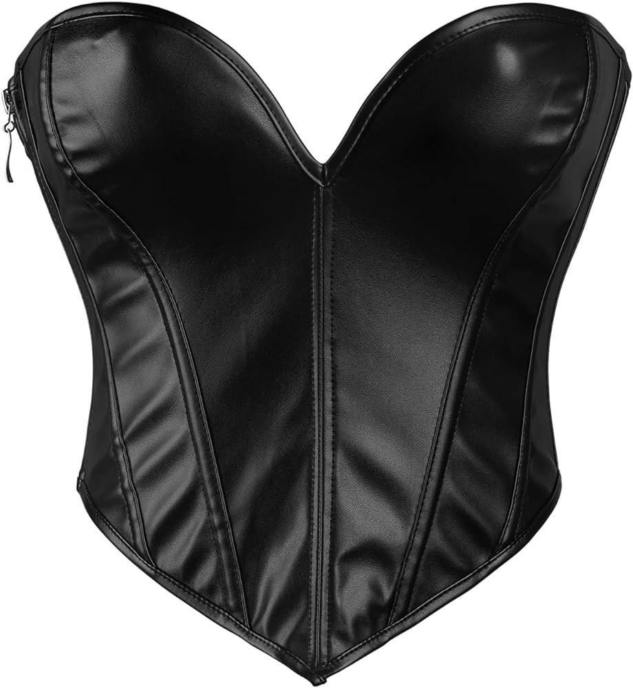 WERFORU Women PU Leather Corset Top Lace-up Tied Underbust Costume Waspie Steampunk Zipper Bustie... | Amazon (US)