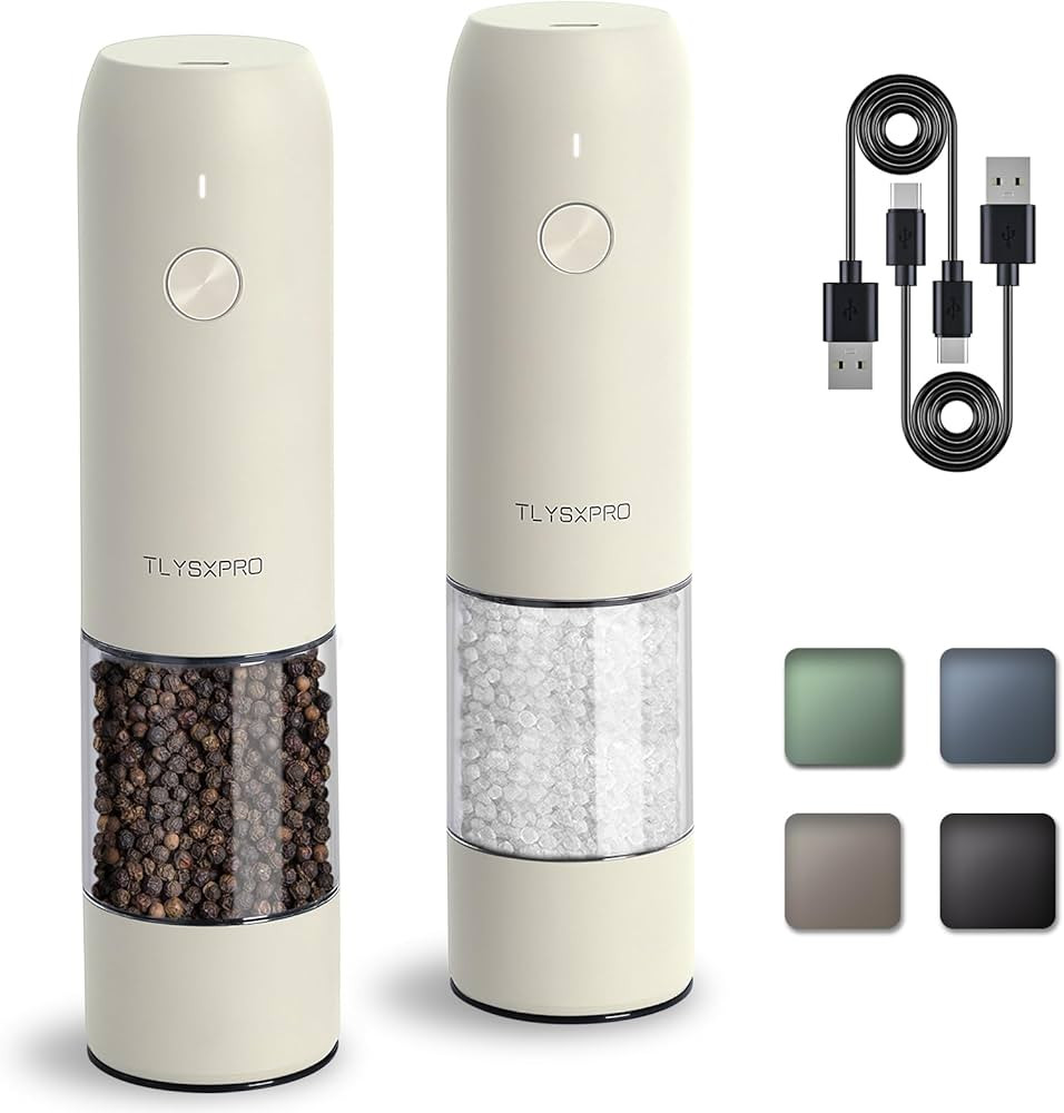 Electric Salt and Pepper Grinder Set, USB Rechargeable, Automatic Salt and Pepper Mill Grinder wi... | Amazon (US)