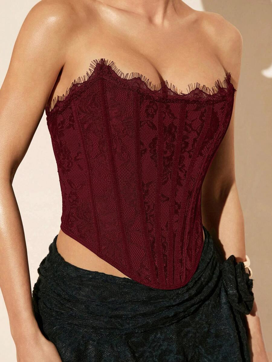 SHEIN BAE Summer Beach Vacation Solid Color Bra Top Lace Top, Suitable For Daily Dating, Night Ou... | SHEIN