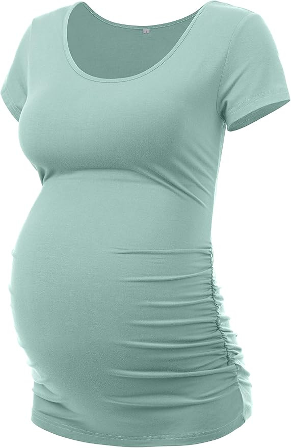 Peauty Maternity Shirt Side Ruched Tops Pregnancy Top Plus Size | Amazon (US)