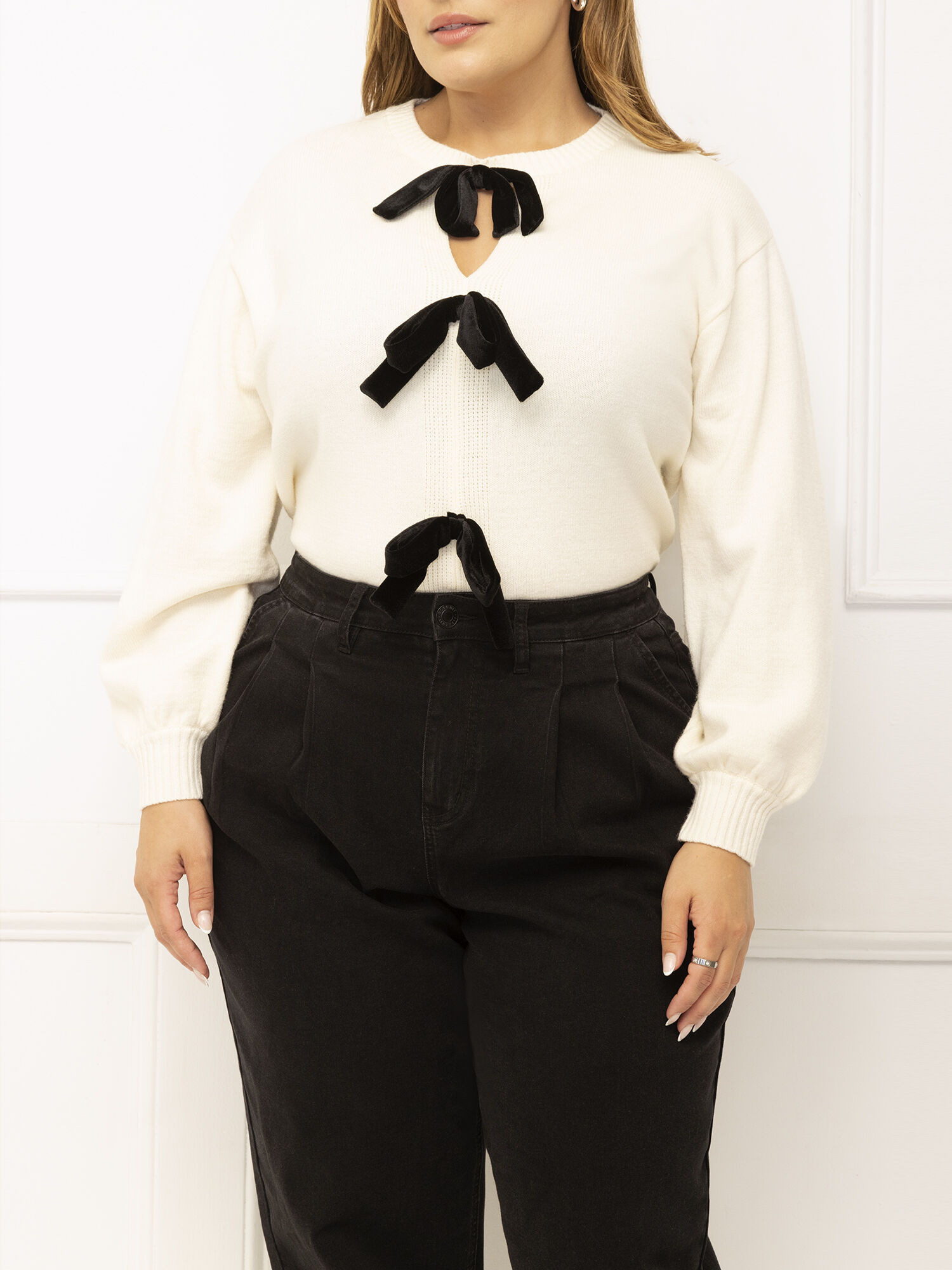 ELOQUII Elements Tie Front Sweater | Eloquii