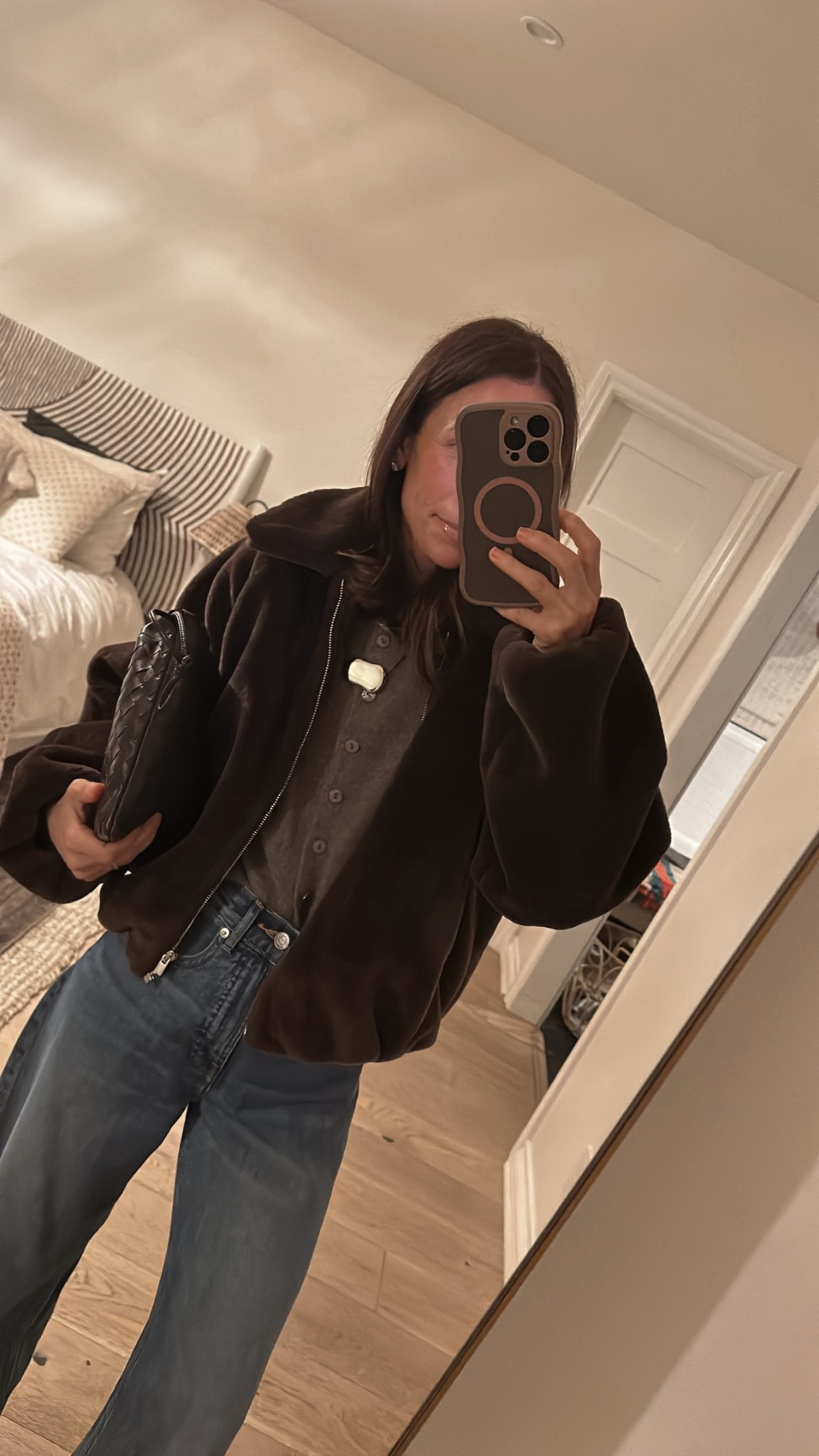 Faux fur bomber jacket for the cozy top layer 