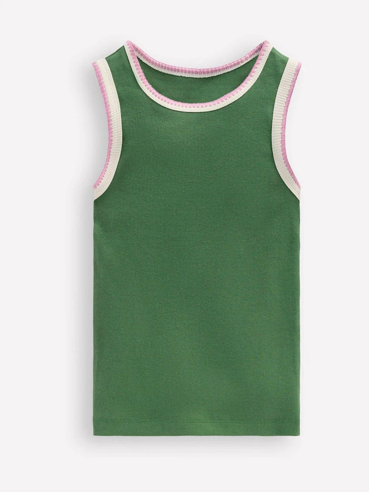 Buy Boden Green Crochet Trim Ribbed Vest from Next USA | Next US