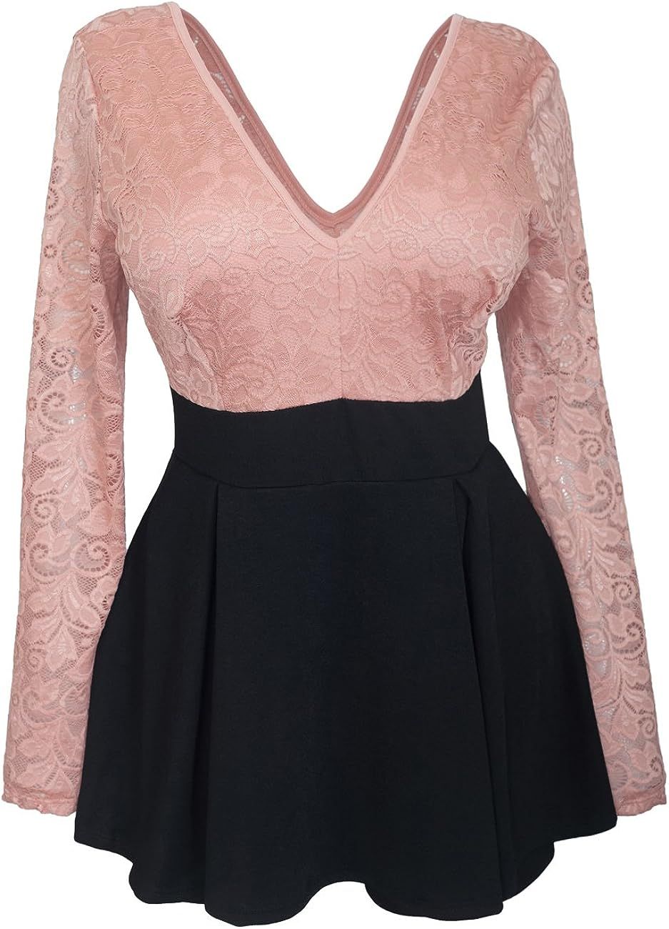 eVogues Plus Size Lace Overlay Romper Dress | Amazon (US)