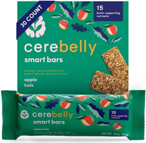 Cerebelly Toddler Snack Bars – Apple Kale (Pack of 30), Healthy & Organic Whole Grain Bars with... | Amazon (US)