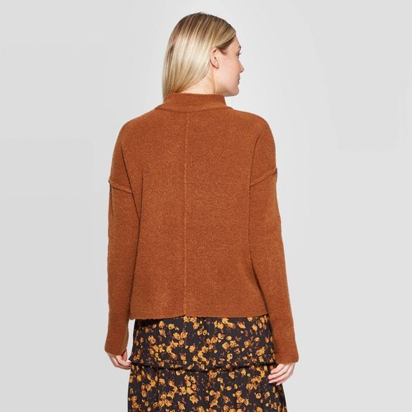 Women's Long Sleeve Mock Turtleneck Pullover Sweater - Universal Thread™ Brown | Target