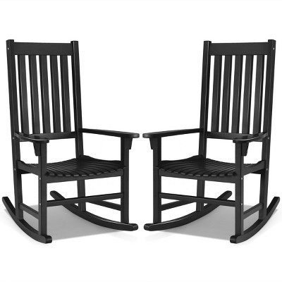 Costway 2PCS Wood Rocking Chair Porch Rocker High Back Garden Seat Indoor Outdoor Black | Target