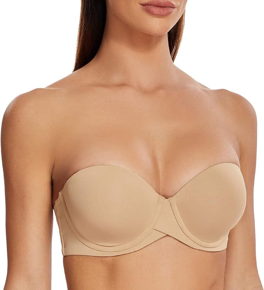 MELENECA Women's Stay Put Padded Cup with Lift Underwire Push Up Strapless Bras | Amazon (US)