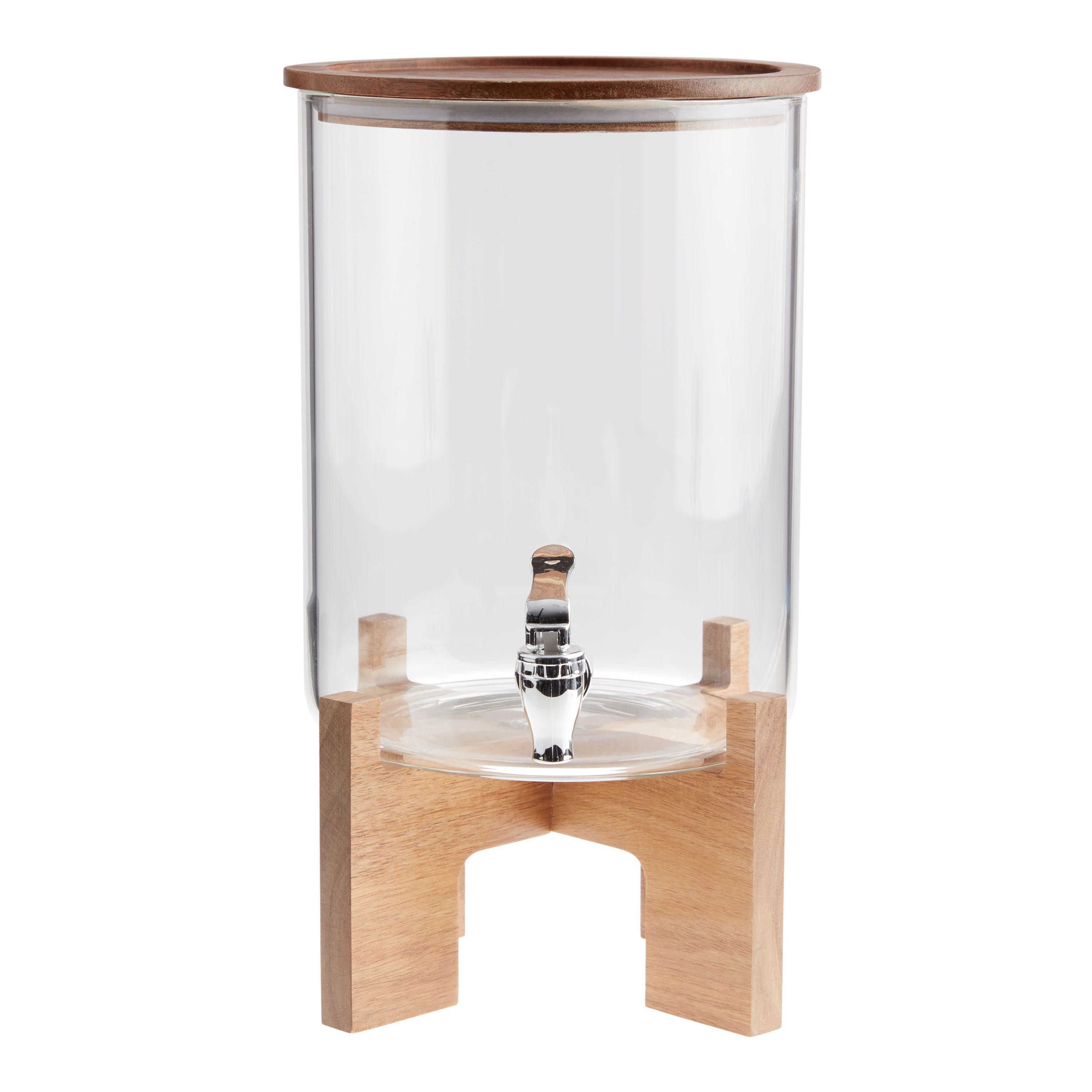 Glass and Acacia Wood Drink Dispenser with Stand - World Market | World Market