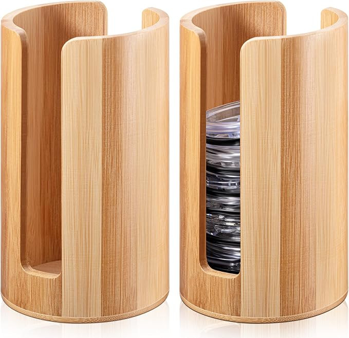 2 Pcs Mason Jar Lid Organizer (Only for Wide Mouth) Bamboo Vertical Mason Jar Lid Storage Accesso... | Amazon (US)