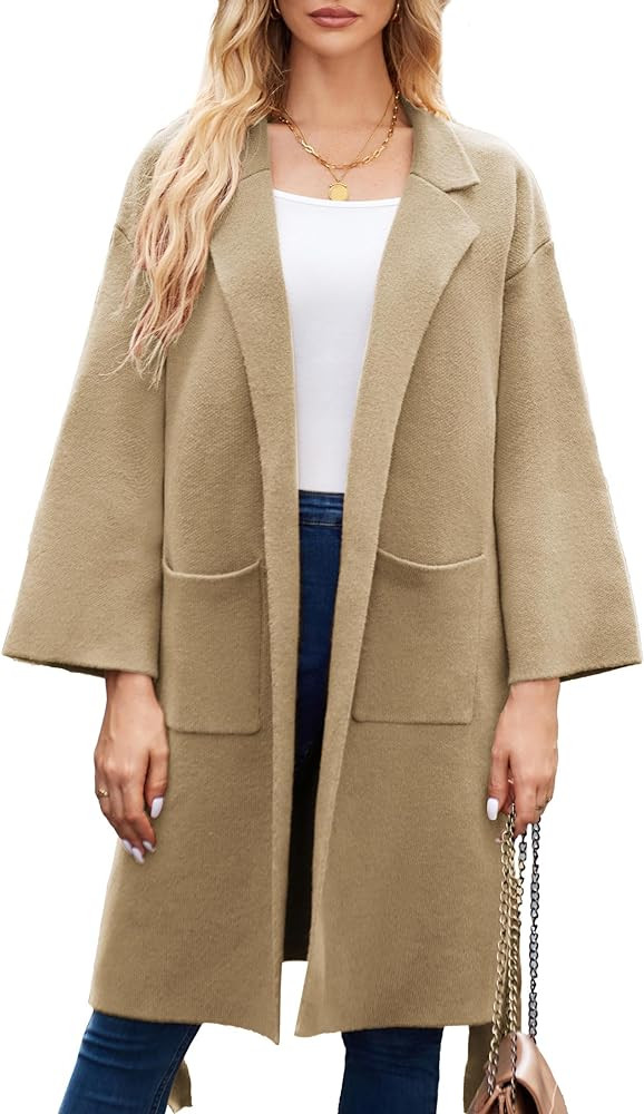 GRACE KARIN Women's 2023 Cardigan Sweater Open Front Knit Long Sleeve Lapel Casual Oversized Long... | Amazon (US)