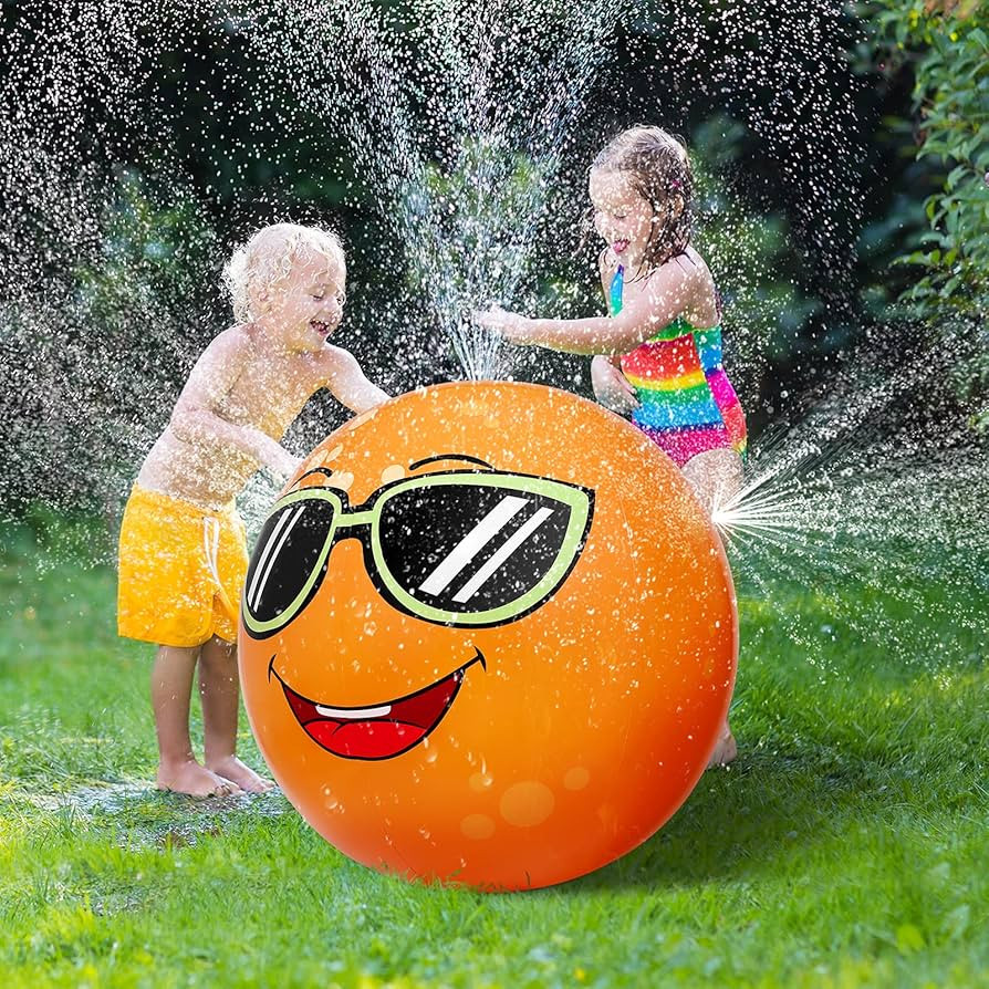 Toyvian Water Sprinkler nflatable Sprinkler Ball, Orange Water Spray Toys, 31. 5 and Spray Ball f... | Amazon (US)