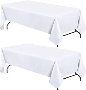 WEALUXE Set of 2 White Rectangle Tablecloth for Tables 8ft [60x126 Inch] White Table Cloths for 8... | Amazon (US)