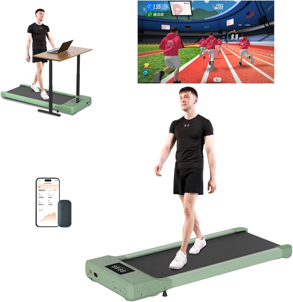 DeerRun 2024 Upgrade Racing Walking Pad, Smart Quiet Under Desk Treadmills, Compact & No-Assembly... | Amazon (US)
