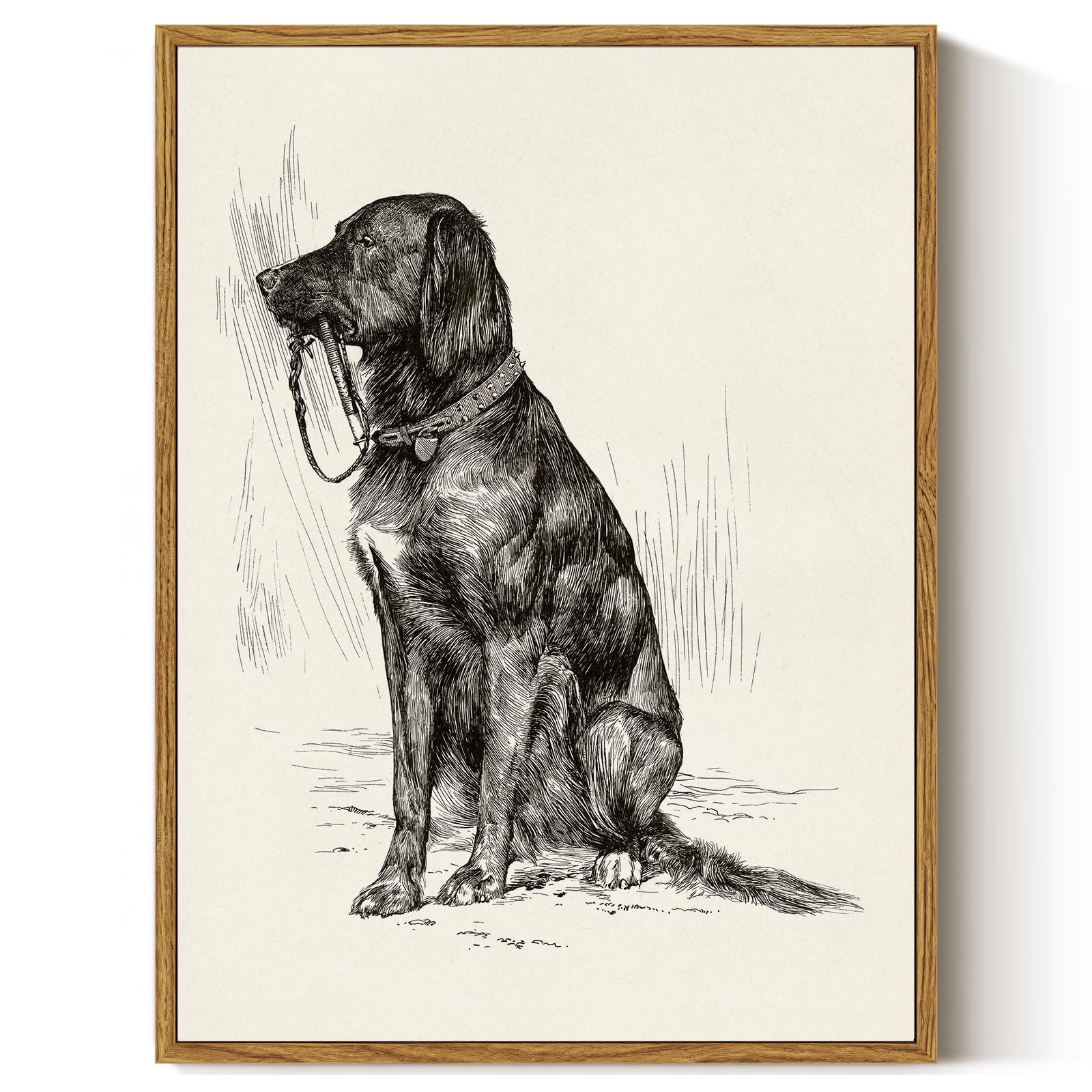 ARPEOTCY Vintage Framed Canvas Wall Art, Dog Art Print for Home Decor, Rustic Country Animal Bath... | Amazon (US)