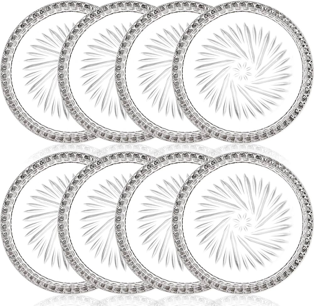 AVLA 8 Pack Crystal Drink Coasters, Glass Round Cup Mat, Clear Decorative Wine Bottle Coasters Ba... | Amazon (US)
