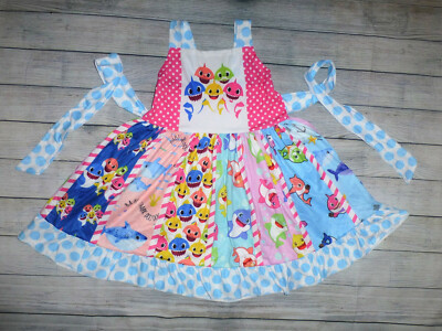NEW Boutique Baby Shark Girls Sleeveless Ruffle Twirl Dress | eBay | eBay US