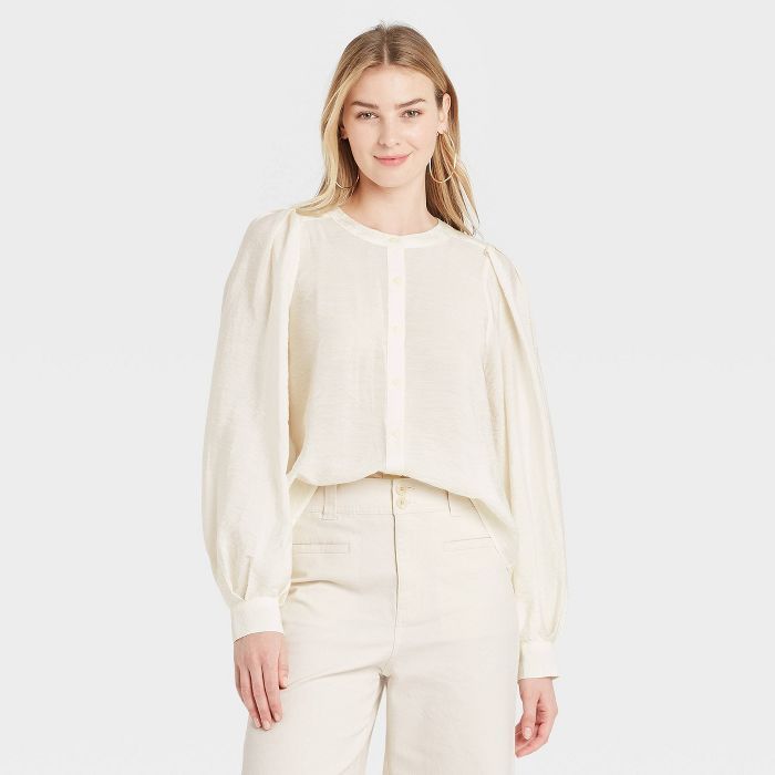 Women's Long Sleeve Button-Down Femme Top - A New Day™ | Target