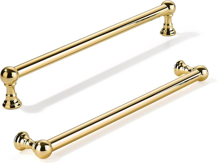 khtumeware 10 Pack 8 Inch Hole Center Polished Brass Cabinet Pulls Heavy Duty Solid Polished Gold... | Amazon (US)