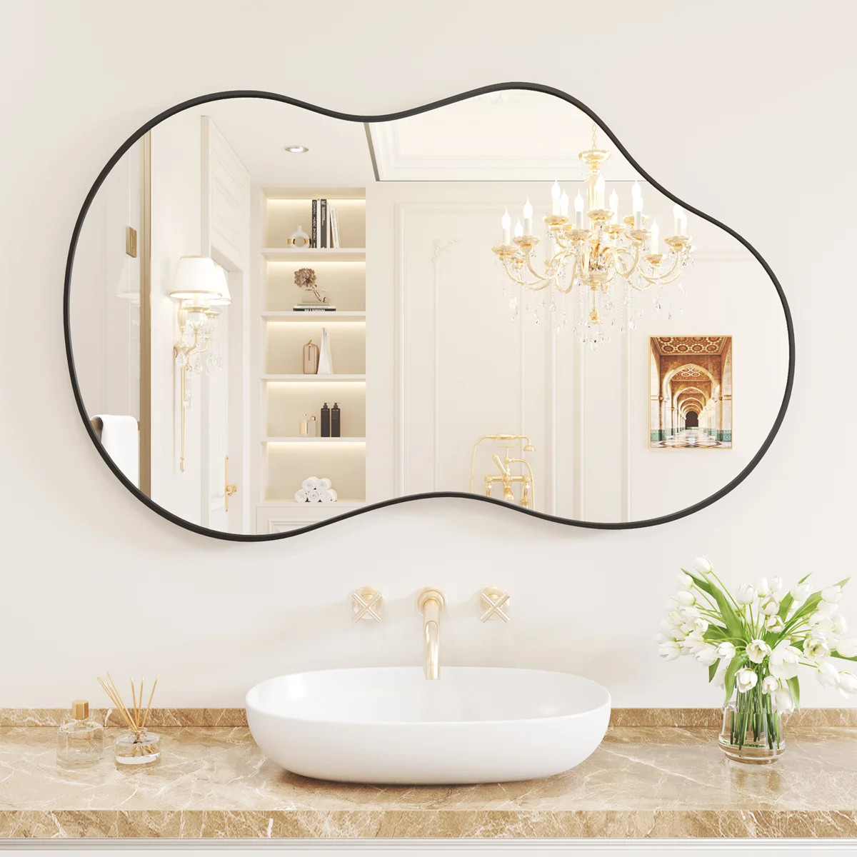 Irregular Wall Mirror Asymmetrical Mirror Wall Mounted Mirrors Decorative, Abstract Wavy Aluminum... | Wayfair North America