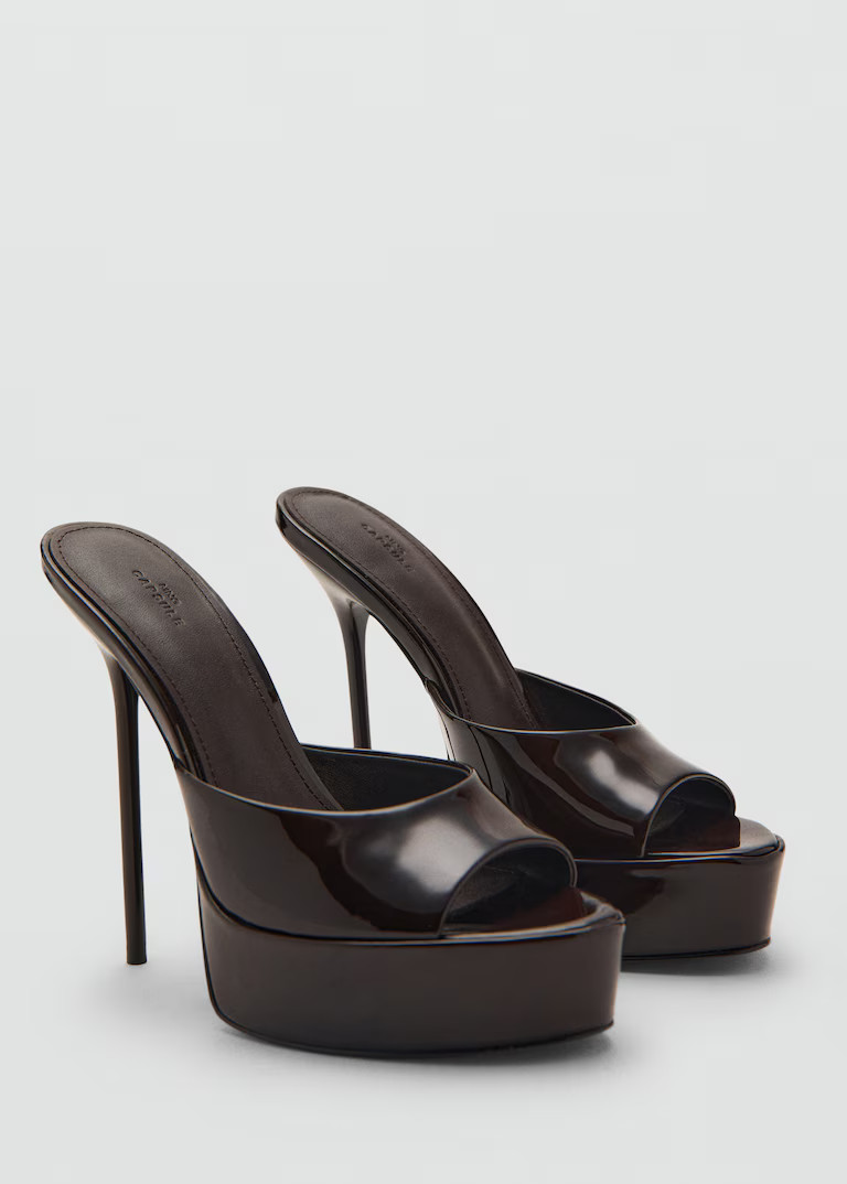 Leather platform-heeled sandals | Mango (US/MX/AU)