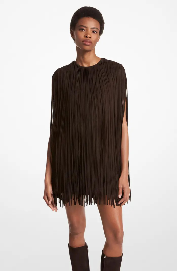 Michael Kors Collection Leather Fringe Shift Dress | Nordstrom | Nordstrom