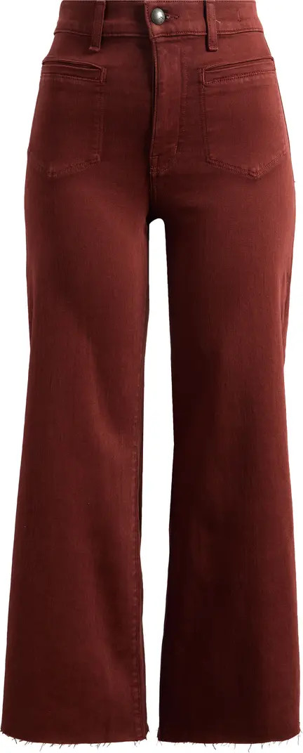 Madewell Garment Dye Patch Pocket Raw Hem Crop Flare Wide Leg Jeans | Nordstrom | Nordstrom