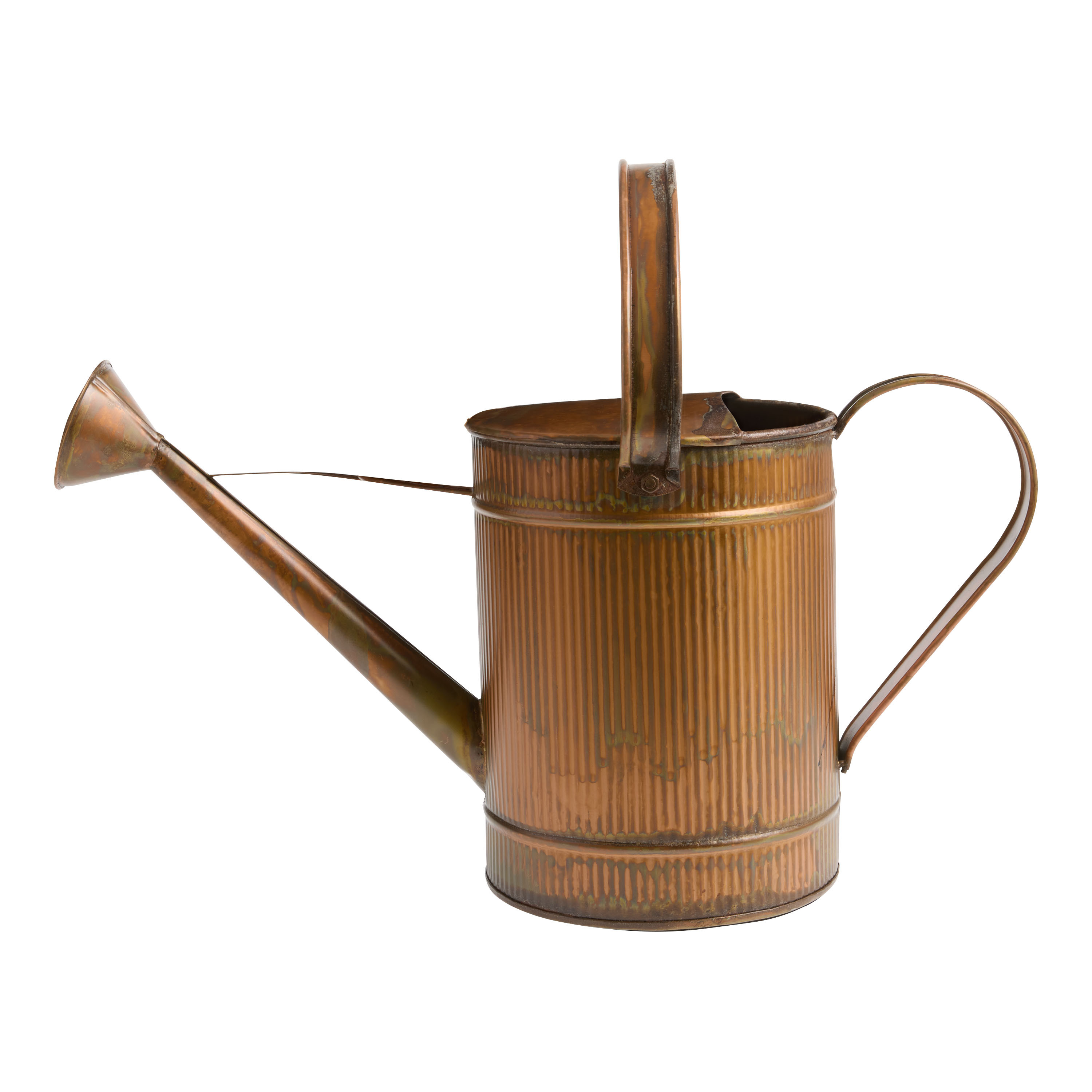 Copper Patina Metal Ribbed Watering Can - World Market | World Market
