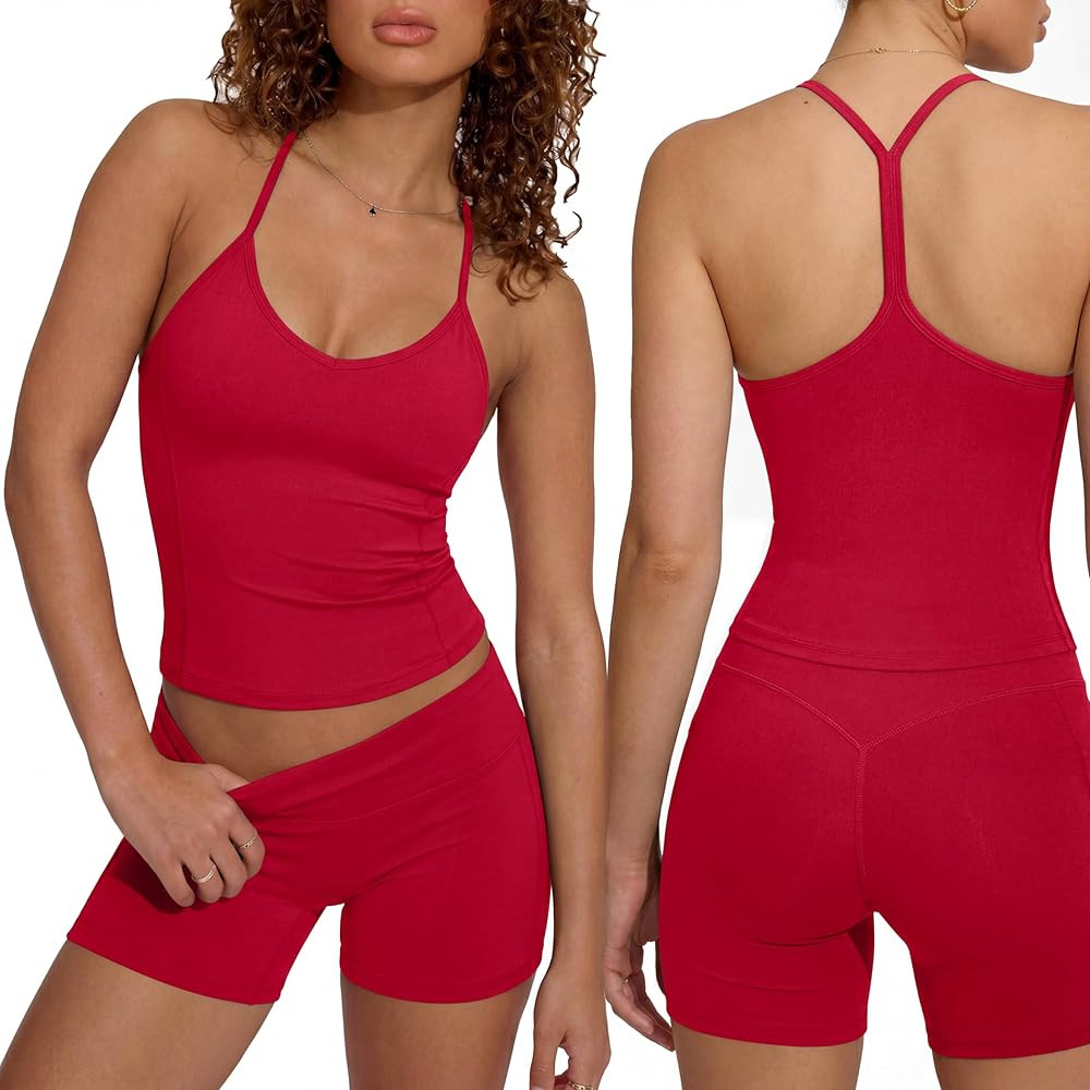 SUUKSESS Women Sexy Workout Sets Padded Sports Bra High Waisted Shorts Outfits | Amazon (US)