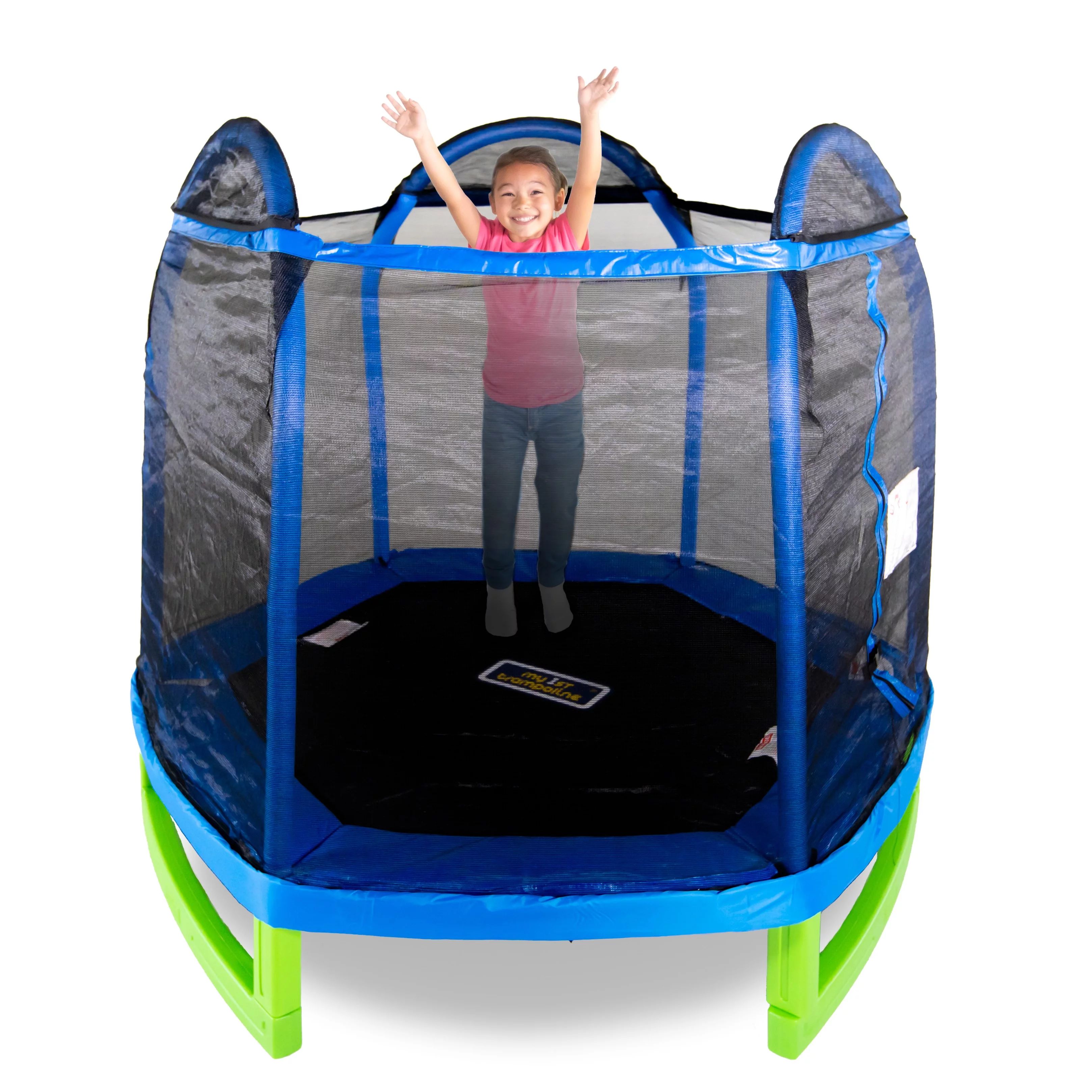 Bounce Pro 7-Foot My First Trampoline Hexagon (Ages 3-10) for Kids, Blue/Green | Walmart (US)