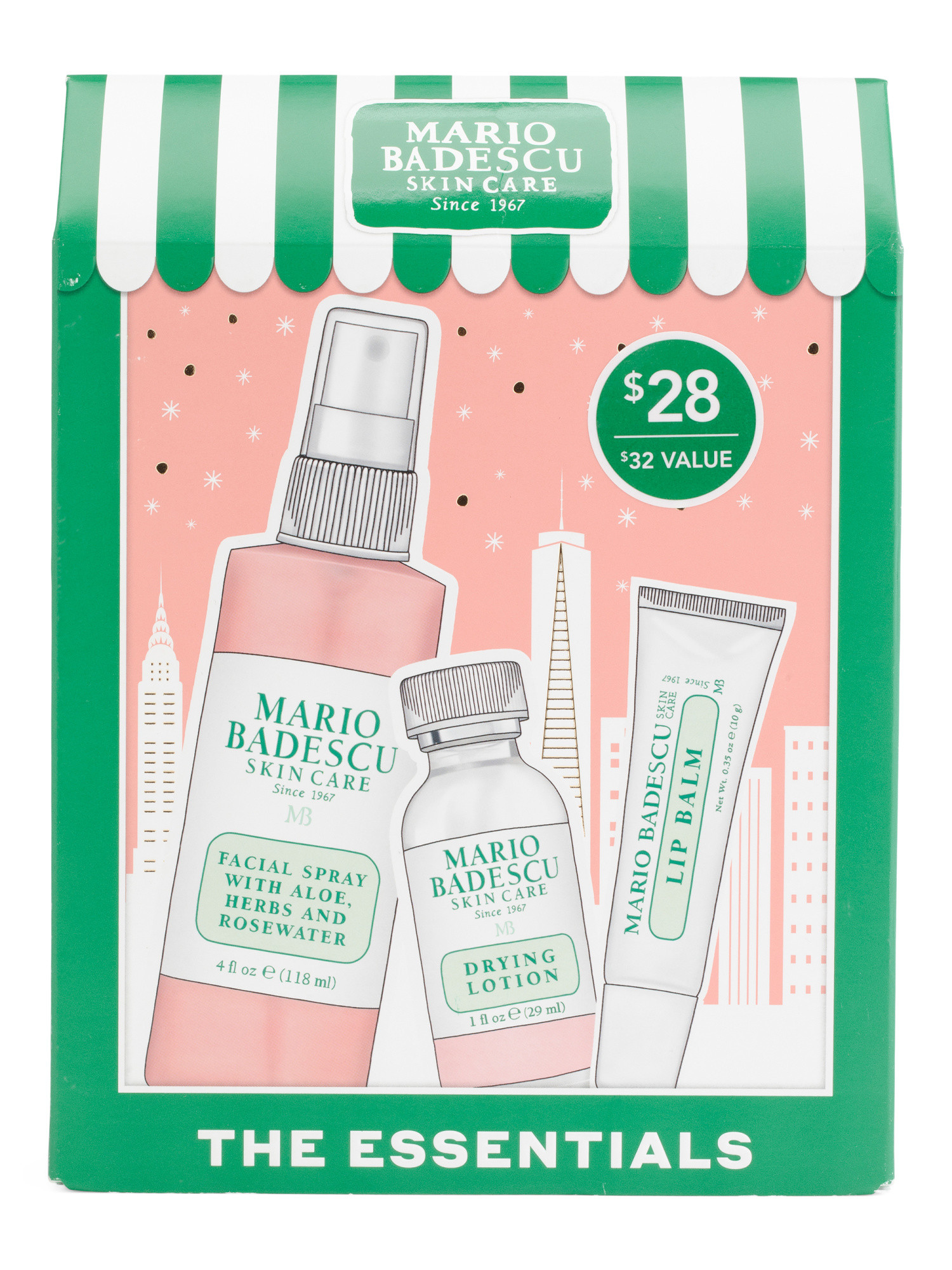 3pc The Essentials Rose Facial Spray Drying Lotion And Lip Balm Set | TJ Maxx