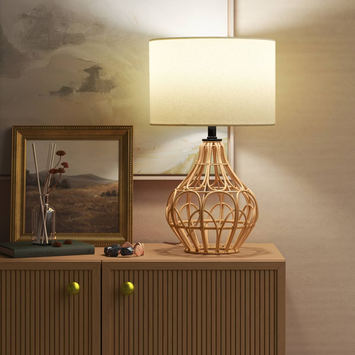 Boho Rattan Table Lamp Brown - Threshold™ | Target