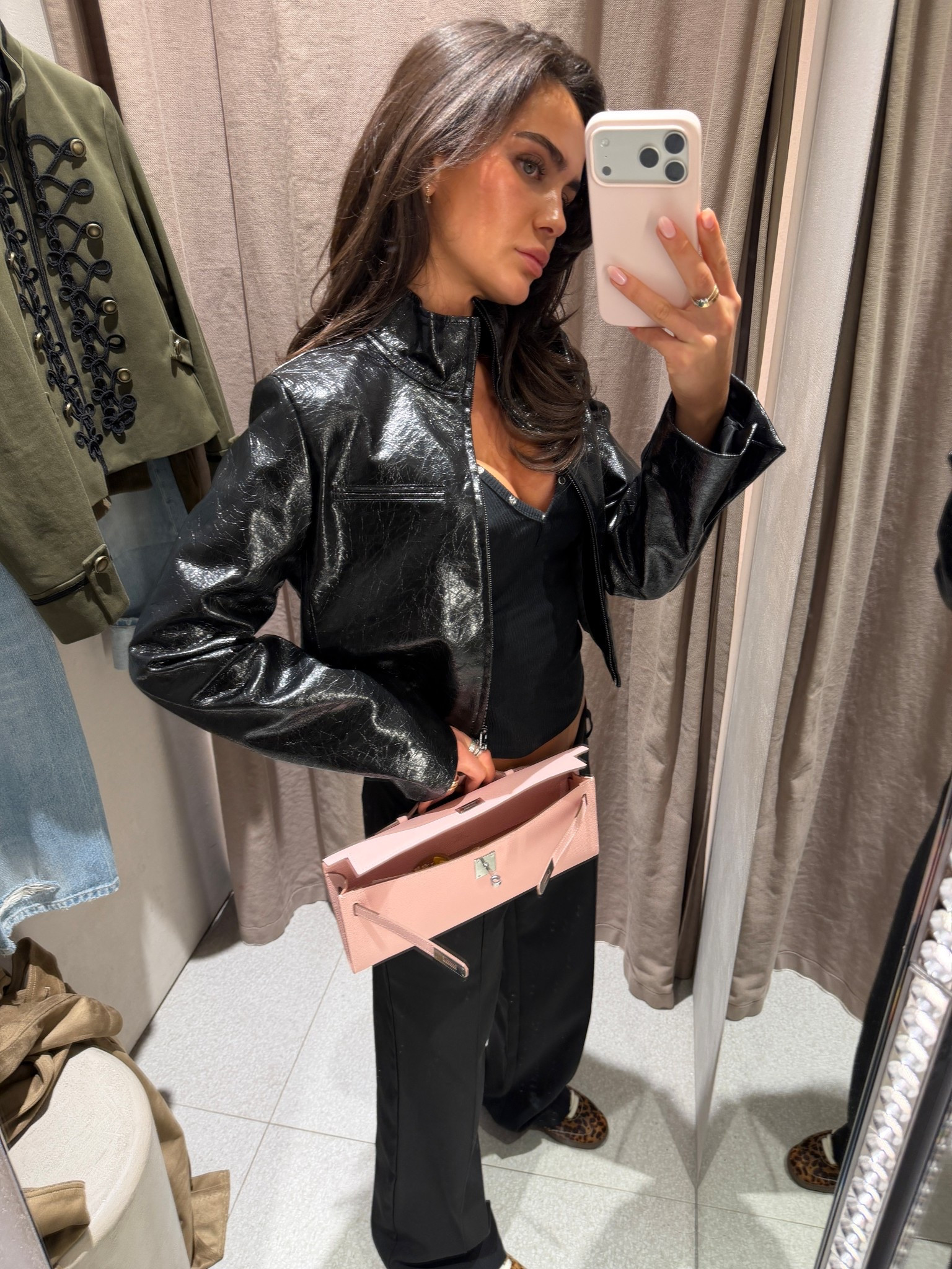 Black patent leather jacket 🖤

#LTKUK #LTKSpringSale #LTKootd