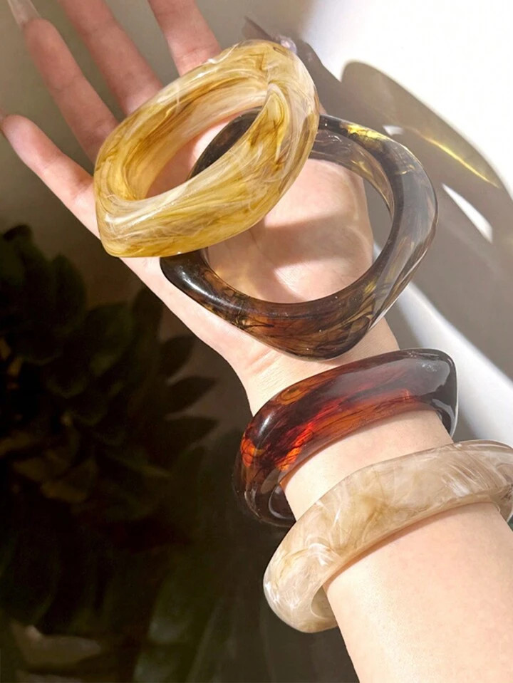 1pc Minimalist Asymmetric Colorful Semi-Transparent Bangle Bracelet, Fashionable & Versatile For ... | SHEIN