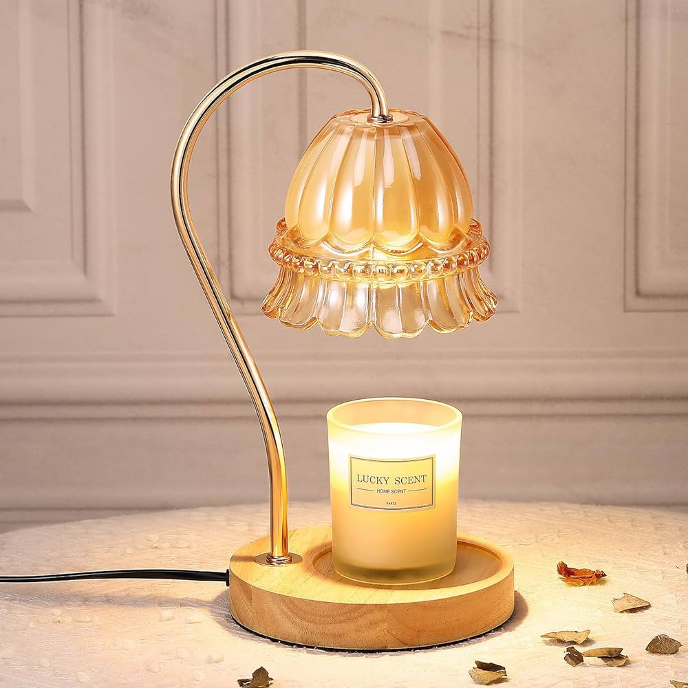 Lewondr Candle Warmer Lamp, Electric Candle Warmer with 2 Bulbs, Dimmable Candle Melting Lamp for... | Amazon (US)