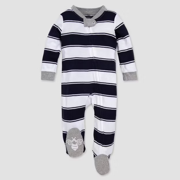Burt's Bees Baby® Rugby Striped Organic Cotton Sleep N' Play - Navy | Target