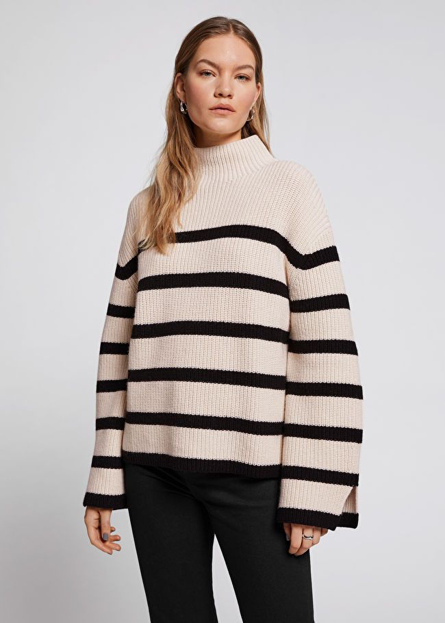 Oversized Mock Neck Striped Sweater | & Other Stories US