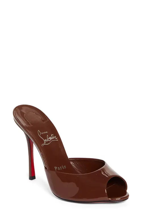 Christian Louboutin Me Dolly Peep Toe Slide Sandal in Dark Brown at Nordstrom, Size 40 | Nordstrom
