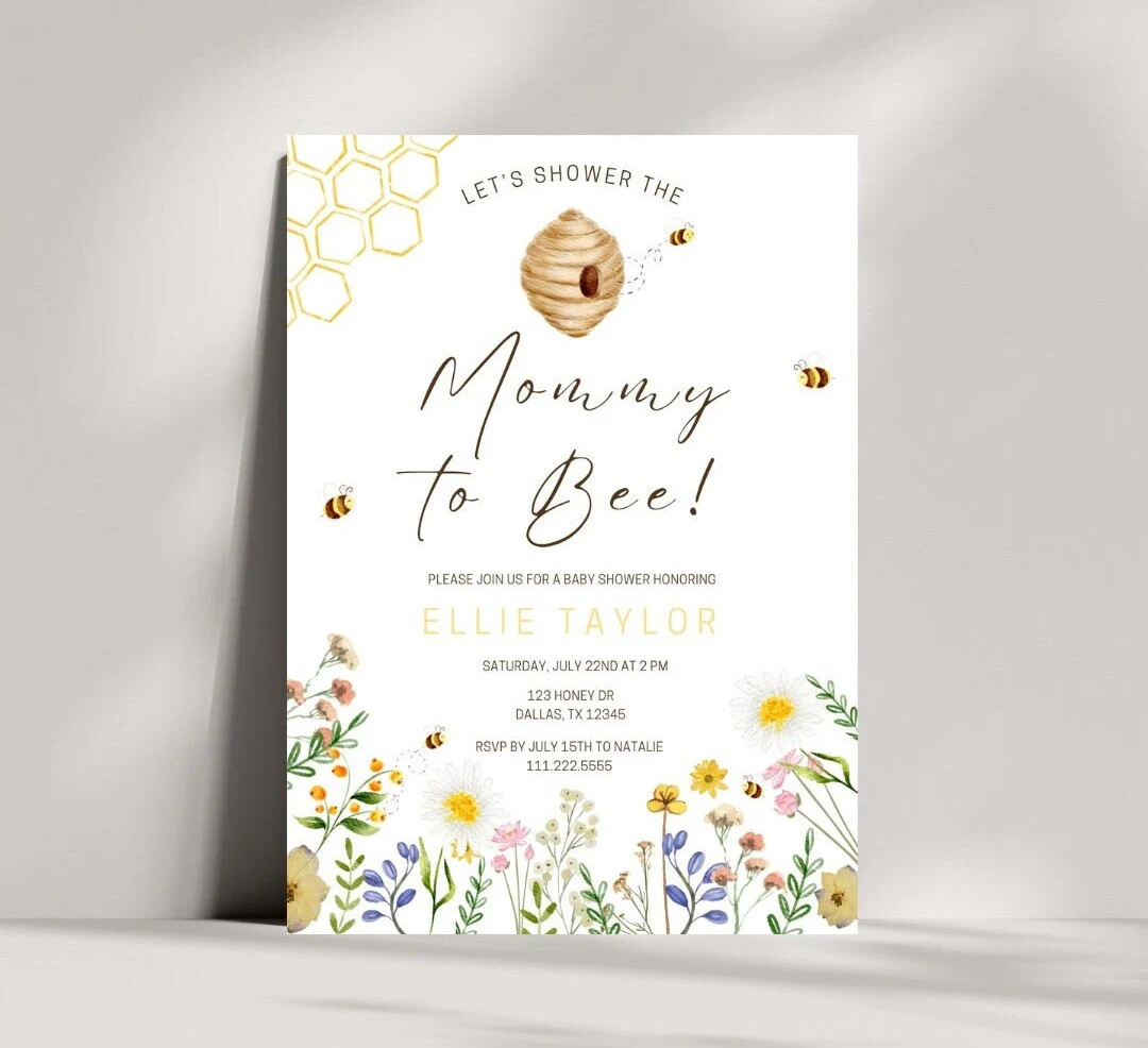 Bee Baby Shower Invitation | Mommy to Bee Baby Shower Template | Honey Bee Baby Shower Invite | W... | Etsy (US)