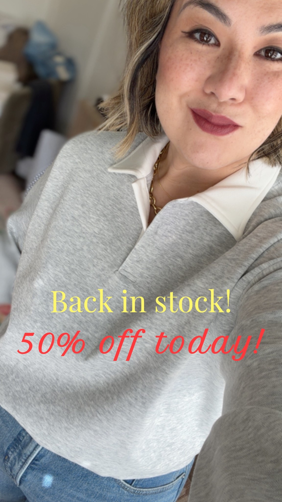 This polo sweatshirt just got restocked in medium, large and extra large in the gray polo color way! I’m wearing a size large and I absolutely love this piece. It’s extremely comfortable yet. You look put together simply because of the style of this sweatshirt.

#LTKootd #LTKOver40 #LTKSaleAlert