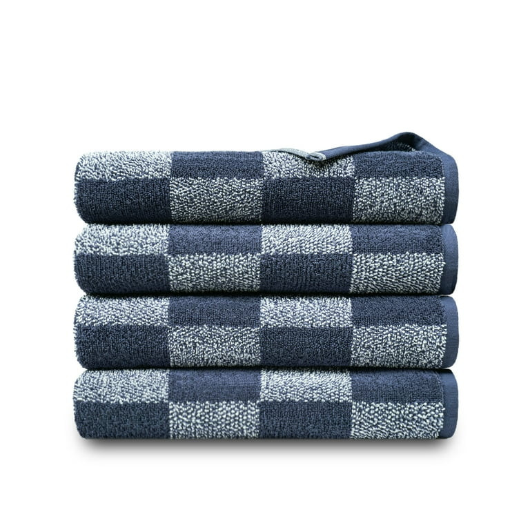 Mainstays Performance Checkered Bath Towel, 54" x 30", Indigo - Pack of 4 - Walmart.com | Walmart (US)